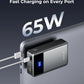 Portable Charger Power Bank - 30000mAh 65W Laptop Travel Essentials Battery Pack USB C Built in Cable Phone Fast Charging Compatible with iPhone 16 15 14 13 iPad MacBook Samsung Google (Black)