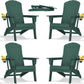 Folding Adirondack Chair - Extended Ergonomic Backrest, Cup Holder - Easy Assembly - Durable HDPE Plastic, Weather Resistant & Maintenance-Free - Lawn, Patio, Deck Supports 380lbs Green