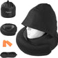 Travel Pillow - Hooded Neck Pillow Airplane Memory Foam Filling for Plane, Office, Cars Sleeping, Road Trip, Long Flights, Portable Plane Accessories, Includes Eye Mask & Earplugs (Black)