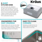 KRAUS Dex 25-Inch Undermount Single Bowl TRU16 Gauge Stainless Steel Kitchen Sink with DrainAssure WaterWay and VersiDrain Assembly in Radiant Pearl Finish, KD1US25B