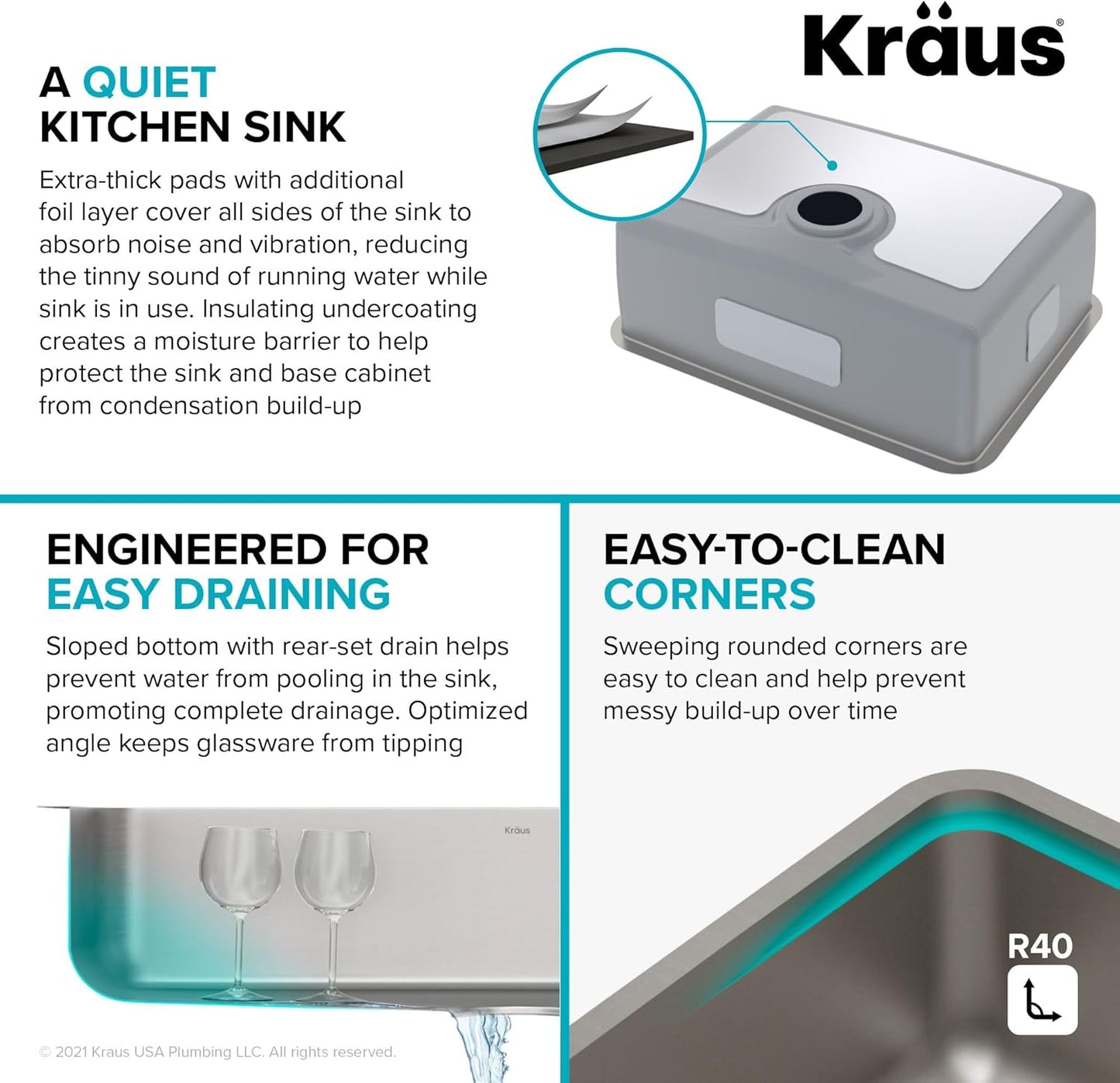 KRAUS Dex 25-Inch Undermount Single Bowl TRU16 Gauge Stainless Steel Kitchen Sink with DrainAssure WaterWay and VersiDrain Assembly in Radiant Pearl Finish, KD1US25B