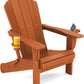 SERWALL Adirondack Chair with Cup Holders - Composite Adirondack Chairs HDPE Outdoor Chairs All Weather Use- Orange
