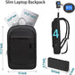 Business Backpack for Men Lightweight Commute Laptop Backpack Anti-Theft Water Resistant Backpack for 17.3 Inch Computer for Daily Office Work with Small Bag(Black)
