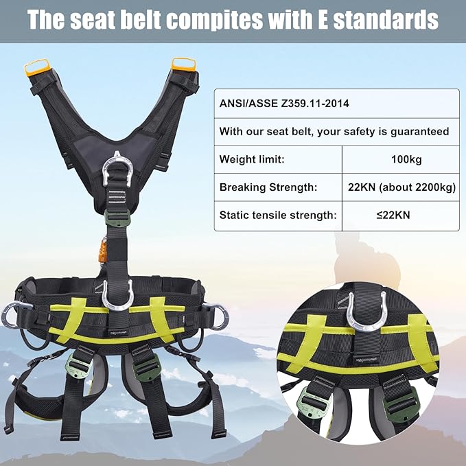 SOB Outdoors Lightweight Hunting Harness, Tree Stand Harness with 360 Degree Rotation, Adjustable Breathable Padded Safety Harness