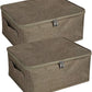 ANMINY 2PCS Storage Bins with Zipper Lids 13 Qt Lidded Fabric Storage Boxes Baskets Cubes with Handles Collapsible Washable Cotton Linen Closet Shelf Clothes Organizer Containers - Coffee, Small