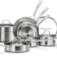Stainless Steel Cookware Set,Tir-Ply Pots and Pans Set,13 Pcs Stainless Steel Induction Kitchen Cookware Sets,PFOA Free, Frying Pans,Saucepans,Saute Pan & Stock Pot,Compatible with All Cooktops