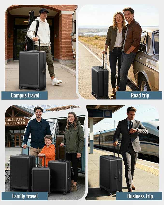 Joyway Luggage Sets 3 Piece with Spinner Wheels, Carry On Luggage 20In with ABS+PC Hardshell, Lightweight Suitcase Set with TSA Lock and Pressure-resistant Frame, 20/24/28 Inch, Black