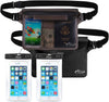 AiRunTech Waterproof Dry Bag and Waterproof Cell Phone Bag for Outdoor Water Sports, Boating, Hiking,Kayaking,Fishing (2 * Phone case(Clear) + 2 * Fanny Pack(Black+Gray))