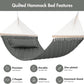 ANOW 2 Person Hammock with Spreader Bars and Detachable Pillow, Quilted Hammock for Outdoors Indoors, 450 LBS Weight Capacity, Gray