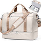 Travel Duffel Bag for Women, Carry-on Overnight Weekender Bags with Wet Pocket, For Spirit Airlines 18x14x8 Personal Item Bag,Small,Beige & Brown