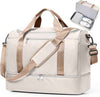 Travel Duffel Bag for Women, Carry-on Overnight Weekender Bags with Wet Pocket, For Spirit Airlines 18x14x8 Personal Item Bag,Small,Beige & Brown