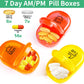 Serfeymi Weekly Travel Pill Organizer 2 Times A Day AM PM Upgraded Rainbow Pill Box 7 Day with Portable Zipper PU Leather Pill Case, Medicine Organizer for Pills, Vitamins, Fish Oils - Floral 03