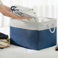 TheWarmHome Organization and Storage Basket for Shelves - Jumbo 3 Pack 20x16x14 inch Collapsible Storage Bins for Organizing, Canves Storage Cubes for Gift Organizer Toys Closet (White & Jean Blue)