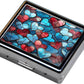Silver Vintage Pill Box 7 Day Metal Pill Box with Mirror and 8 Compartments Cute Travel Pill Organizer for Purse (Colorful Heart)