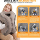 Inflatable Travel Pillow,Multifunction Travel Neck Pillow for Airplane to Avoid Neck and Shoulder Pain,Support Head,Neck,Used for Sleeping Rest, Airplane and Home Use,with Eye Mask, Earplugs,Gray