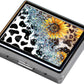 Silver Vintage Pill Box 7 Day Metal Pill Box with Mirror and 8 Compartments Cute Travel Pill Organizer for Purse (Cow Sunflower Leopard)