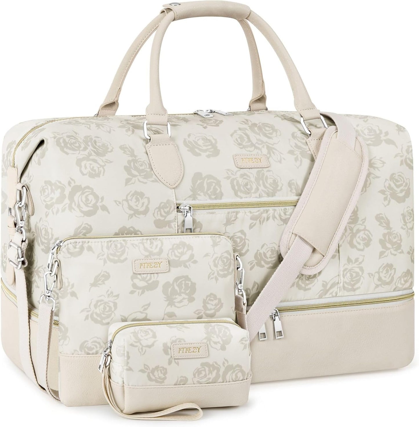 Weekender Bag for Women, Travel Duffel Bag Carry On Overnight Bag with Shoe Compartment Large Nylon Travel Weekend Tote Bag - Roamly