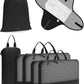 WANDF 7 Set Compression Packing Cubes for Travel, Shirt Folder for Wrinkle-Free, Suitcase Organizer Bags Set for Carry-On Checked Luggage Duffle Bag Women Men(Black)