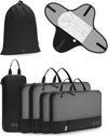 WANDF 7 Set Compression Packing Cubes for Travel, Shirt Folder for Wrinkle-Free, Suitcase Organizer Bags Set for Carry-On Checked Luggage Duffle Bag Women Men(Black)