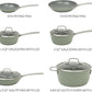 Sur La Table Kitchen Essentials Cool Commune Hard Anodized 10 Piece PFA Free Ceramic Non stick Interior Forged Durable Aluminum Pots and Pans Cookware Set - Green - Induction Compatible