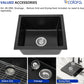 Dcolora 18 Inch Quartz Composite Black Wet Bar Sink Undermount Small Prep Granite Composite Kitchen Sink RV Single Bowl Under Counter, 18"x 16", DC-GU7746