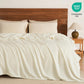 PHF Ultra Soft Fleece Blanket Queen Size, No Shed No Pilling Luxury Plush Cozy 300GSM Lightweight Blanket for Bed, Couch, Chair, Sofa Suitable for All Season, 90" x 90", Cream