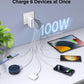 USB C Wall Charger Block,100W GaN 6-Port QC+PD3.0 Charging Station Type C Fast Chargers Plug Brick Portable Cube Hub Multiport Power Adapter for iPhone16/15/14 Pro Galaxy S25 Ultra2 AirPods4 Watch10 - Roamly