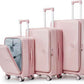 3 Piece Luggage Set 100% PC Hardshell, Front Opening Expandable Suitcase (20/24/28) with Laptop Compartment & Free Custom PVC Covers, Trunk Style Lightweight Spinner Wheels TSA Lock (Pink)