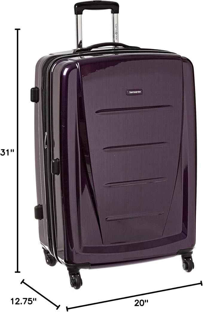 Samsonite Winfield 2 Hardside Expandable Luggage with Spinner Wheels, Purple, Checked-Large 28-Inch