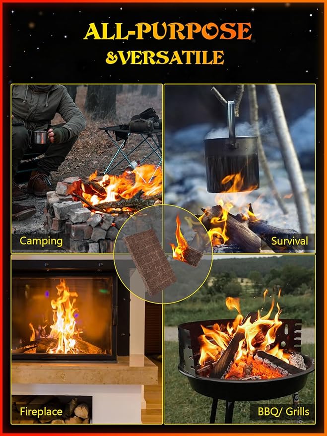 MEKER Fire Color 6 Pack & Fire Starter 32 Cube Set, Fire Color Changing Packets - Safe for Indoor Use, Fire Pit, Campfires, Outdoor Fireplaces, Bonfire, Perfect Fire Camping Accessories for Kids