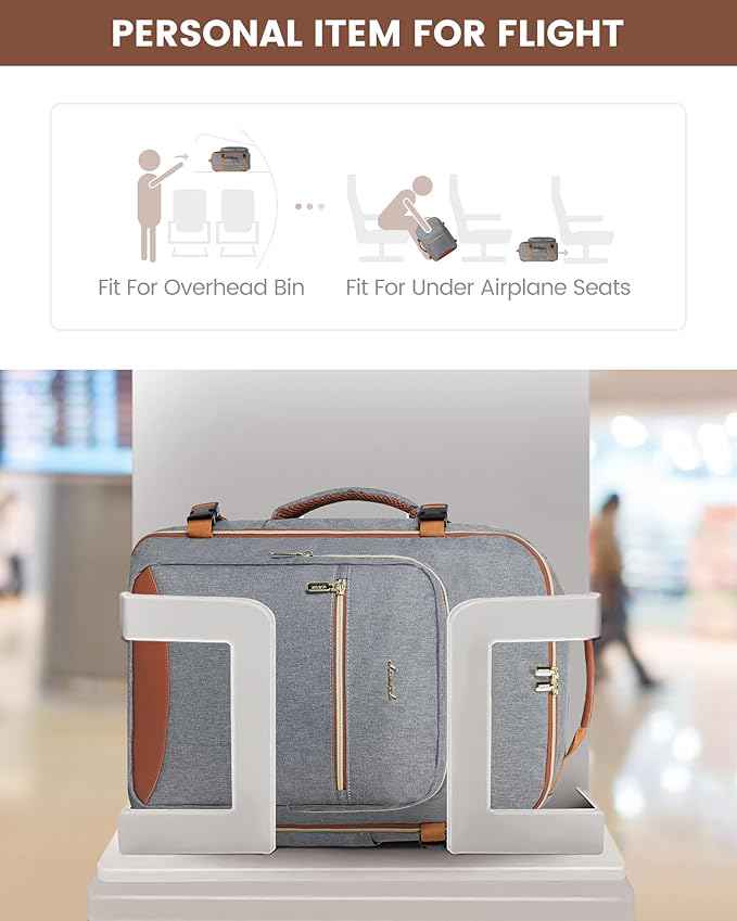 LOVEVOOK Travel Backpack for Women & Men 40L,Airline Approved Carry On Backpack Travel Essentials,TSA Carry on Luggage,Waterproof Personal Item Travel Bag,Suitcase with 3 Packing Cubes,Grey-Brown