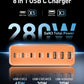 280W USB C Charger Block, 8-Port USB C Charging Station GaN III PD 65W Laptop Charger Adapter Compatible with MacBookPro/Air,DELL,iPad,Portable Charging Station for iPhone,Samsung Galaxy(Orange)