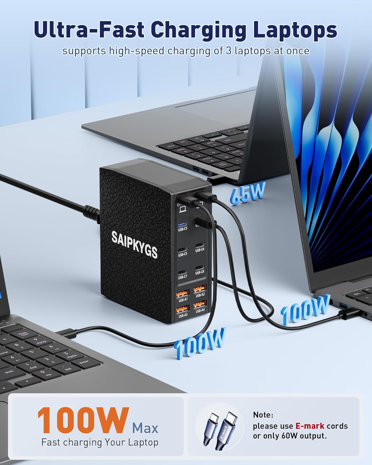 USB Charging Station (600W),12-Port USB C Charger Block with Dual 100W PD USB-C Fast Charging Station Hub for MacBook Pro/Air/All iPad Phone 17/16 15/14/13/Pro Max/Samsung Galaxy Note (Black) - Roamly