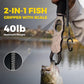 2-in-1 Fish Lip Gripper, One-Finger Operation Aluminum Alloy Fish Gripper with Scale, 40lb Weighing Fish Grabber for Large Fish, 360° Swivel Handle, Corrosion-Resistant for Saltwater & Freshwater