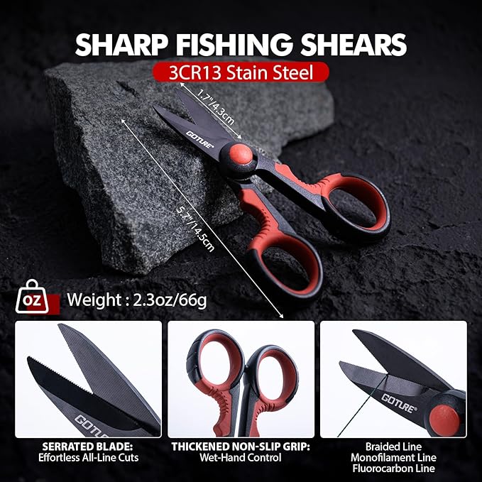 Goture Fishing Tool Kit,Fishing Pliers,Fillet Knife with Sheath,Fish Lip Gripper,Fish Hook Remover,Lanyard,Line Scissors,Sharpener,Stainless Steel Soap,Saltwater Gear Kit,Red/Pink,Gifts for Men/Women