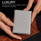 Jenoss Smart Wallet For Men & Women: Full Grain Leather, Handcrafted, Slide Metal Pop Up Case, Slim RFID Blocking Credit Card Holder Minimalist Compact 12 Cards Slot Organizers ID Clip (Grey & Black)