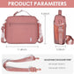 NOL Kids Lunch Bag for School, Reusable Insulated Lunch Box & Children's Tote Bag with Zipper Closure, Buckle Handle, Adjustable Long Shoulder Strap, Easy-Clean Waterproof Fabric Lunchbox - Dark Pink