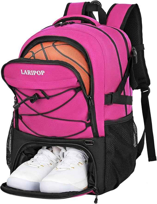 LARIPOP Basketball Backpack Large Basketball Bag with Ball Holder & Shoe Compartment for Youth Adults Men Women