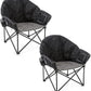 ARROWHEAD OUTDOOR 2-Pack Oversized Heavy-Duty Club Folding Camping Chair w/Pocket, Cup Holder, Portable, Padded, Moon, Round, Saucer, Supports 330lbs