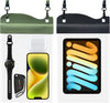 Large Watperproof Pouch 2 Pack [Up to 11.3"], IPX8 Waterproof Cell Phone Case Dry Bag Pouch Compatible with iPhone 14 13 12 Pro Max, Galaxy S23 Ultra S22 or iPad mini, Black+Army Green