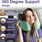 napfun Neck Pillow for Traveling, Upgraded Travel Neck Pillow for Airplane 100% Pure Memory Foam Travel Pillow for Flight Headrest Sleep, Portable Plane Accessories, Striped Turquoise Set