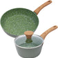 Nonstick Cookware Set, 2-Piece Non-Toxic Coated 8.5 Inch Frying Pan & Saucepan with Lid, PFOA Free Dishwasher Safe, Induction Compatible, Beginner Kitchen Pots and Pans Set, Green
