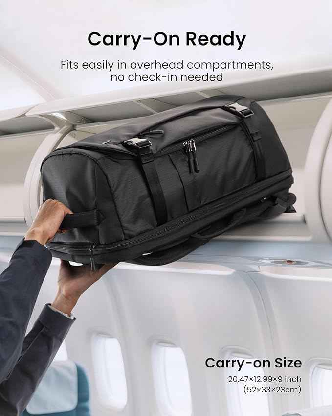 tomtoc Travel Backpack 40L, TSA Friendly Flight Approved Carry-on Luggage Hand Water-resistant Lightweight Business Rucksack, Durable Large Weekender Bag Daypack Fits 17.3 Inch Laptop