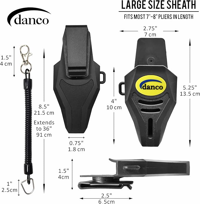 danco duffy 7.5-inch Fishing Pliers with Replaceable Line Cutters, Aircraft Grade Aluminum Fishing Gear, Saltwater Resistant Fishing Tools, Rubberized Paint Coating (USA)