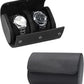 Watch Travel Case, Luxury Leather Watch Roll 2 Slot Organizer Box, Jewelry Storage Case Gifts for Man and Woman Christmas Anniversary Birthday (Black-2slot)
