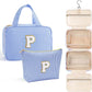 YOOLIFE Hanging Toiletry Bag for Women - Travel Toiletry Bag Makeup Bag, Portable Toiletries Cosmetic Bag, Airplane Travel Essentials - Letter P, Blue