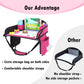 Kids Travel Tray, Travel Tray For Kids Car Seat, Toddler Road Trip Essentials With Drawing Kit, Carseat Tray For Kids Travel, Travel Activities Road Trip Must Haves For Kids (Pink)