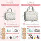 HOTOR Travel Toiletry Bag - Hanging Toiletry Bag for Women & Men, Makeup Bag/Big Comparment, Waterproof for Travel Accessories, Travel Essentials, Medium, Beige with Colorful Floral
