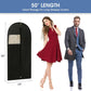 Garment Bags for Hanging Clothes, 50'' Long Dress Bags for Closet Storage, Black Garment Covers with Clear Window for Suits, Coats, Jackets（2 Packs）