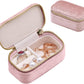 TAIMY Mini Jewelry Travel Case, Velvet Small Travel Jewelry Box, Portable Jewelry Travel Organizer Box for Rings Earrings Necklaces, Gifts for Women Girls(Pink Lavender)